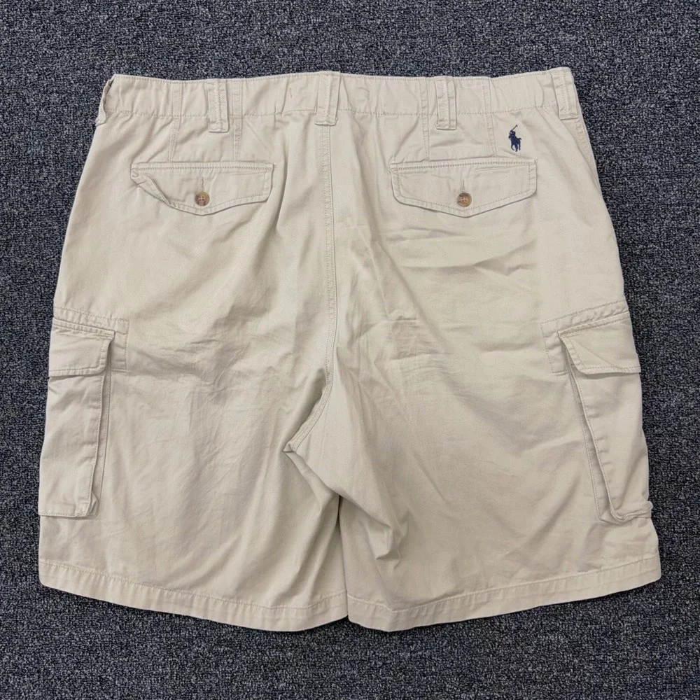Polo Ralph‎ Lauren Mens Cargo Shorts Tan Khaki Relaxed Fit Cotton Size 40